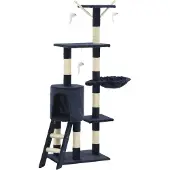 vidaXL Klösträd med sisalpelare 138 cm mörkblå