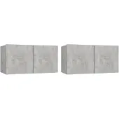 vidaXL Hängande TV-skåp 2 st betonggrå 60x30x30 cm