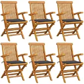 vidaXL Trädgårdsstolar med antracita dynor 6 st massiv teak