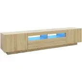 vidaXL TV-bänk med LED-belysning sonoma-ek 200x35x40 cm