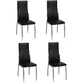 vidaXL Matstolar set om 4 svart konstläder 60570