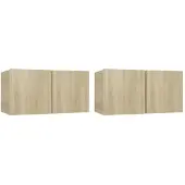 vidaXL Hängande TV-skåp 2 st sonoma-ek 60x30x30 cm