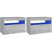 vidaXL TV-bänk med LED-belysning 2 delar betonggrå 60x35x40 cm