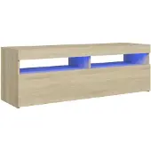 vidaXL TV-bänk med LED-belysning sonoma-ek 120x35x40 cm