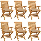 vidaXL Trädgårdsstolar med beige dynor 6 st massiv teak