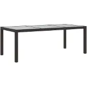 vidaXL Utebord 190x90x75 cm härdat glas och konstrotting brun