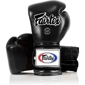Super Merchant Fairtex äkta läder boxningshandskar BGV9 Svart 14oz