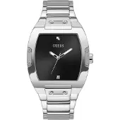 GUESS Gissa Klockor för Män - Silver Stålarmband, Svart Urtavla Kronografklockor Manliga, Mode Casual Vardagsklädsel GW0387G1 gray