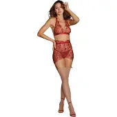 Dreamgirl Fint Blommigt BH Set - Svart - XL - Svart