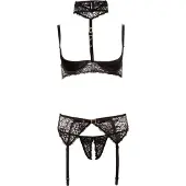 Abierta Fina Half Cup BH Set i Spets - Svart - L - Svart