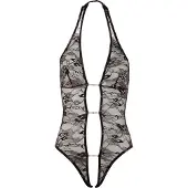 Abierta Fina - Bodysuit i spets - Djup urringning - Svart - L