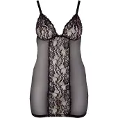 Cottelli collection Plus Size - transparent spetsnattlinne - svart - 3XL