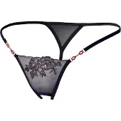 Cottelli collection Grenlös G-string med Röda Strasstenar - Svart - M/L - Svart