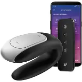 Satisfyer Double Fun Appstyrd Parvibrator - Svart - Svart