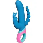 Huismerk Vice Double - roterande trearmad vibrator - blå