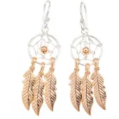 Silver Bar Dream catcher 2-färgad hängande örhängen 45 mm 1858