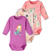 Name it Bodies l/ä - NbfOcean - 3-pack - Peach Piska - - 68 - Body L/Ä