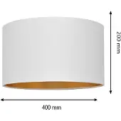 Helam Lampskärm Alba, Ø 40 cm, E27, vit/guld Alba , Vitt / opal, Vardagsrum / matsal, Textil / tyger / siden