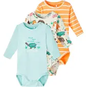 Name it Bodies l/ä - NbnOcean - 3-pack - Vithätta Grå - - 68 - Body L/Ä