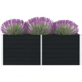 vidaXL Odlingslåda 160x80x45 cm galvaniserat stål antracit