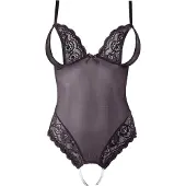 Cottelli - öppen body med spets och pärlor - svart - M
