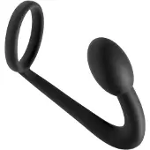 Prostatic Play Explorer Penisring med Analplugg 11,4 cm - Svart - Svart