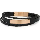 Ace of Spades svart armband med platta läder/stål SSLB-116RG