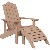 vidaXL Adirondack Trädgårdsstol med Fotstöd HDPE Brun