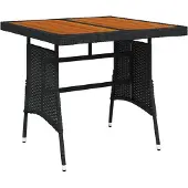 vidaXL Trädgårdsbord svart 70x70x72 cm konstrotting och massiv akacia