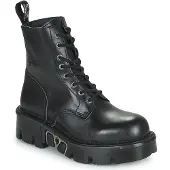 New rock Unisex Svarta Gothic Militär Biker Boots - MILI084N-S3