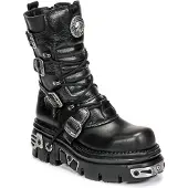 New rock Unisex svarta läderstövlar i gotisk stil-373-S4