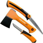 Fiskars campingset - yxa + kniv + såg