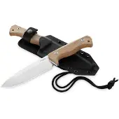 Lionsteel T6 Stonewashed, Natural Canvas Micarta T6-CVN fixed knife