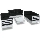 vidaXL Loungegrupp med dynor 7 delar massiv furu
