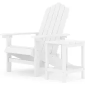 vidaXL Däckstol för trädgården med bord HDPE vit