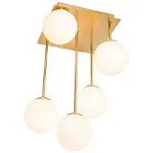 QAZQA Modern taklampa guld med opalglas 5-ljus - Aten
