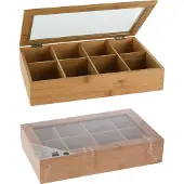Koopman International KOOPMAN bambu tekopp/teburk 32x20x6,5 cm med genomskinligt lock