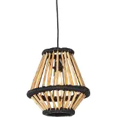 QAZQA Orientalisk pendellampa bambu med svart 32 cm - Evalin