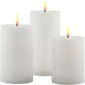 Sirius Sille uppladdningsbart blockljussats - vit - Ø 7,5 cm - 3 st