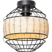 QAZQA Orientalisk taklampa svart med rotting 25 cm - Emir