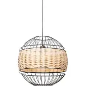 QAZQA Orientalisk pendellampa svart med rotting 38 cm - Emir