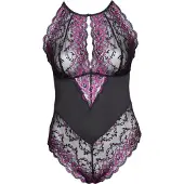 Cottelli Curves Body Plus Size i lila spets - SvartLila - 4XL - SvartLila