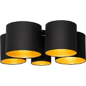 QAZQA Taklampa svart med guld inuti 5-ljus - Multidrum