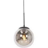 QAZQA Art Deco Hänglampa svart med rökglas - Flore