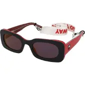 HUGO Red-and-black-acetate sunglasses with detachable slogan strap