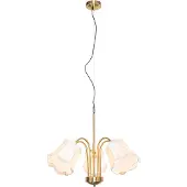 QAZQA Klassisk pendellampa mässing med vit lampskärm 5-ljus - Nona