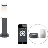 QAZQA Smart utomhuslykta stolpe antracit 45 cm inkl Wifi P45 - Rox