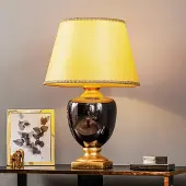 ONLI Bordslampa Mozart , Mässing / guld, Vardagsrum / matsal, Textil / tyger / siden, Antik, Bordslampa