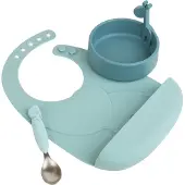 Done by Deer Middagsset - Silikon - 3 Delar - Peekaboo - Blue - - One Size - Middagsset