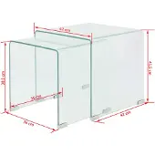 vidaXL Satsbord 2 st bord härdat klarglas